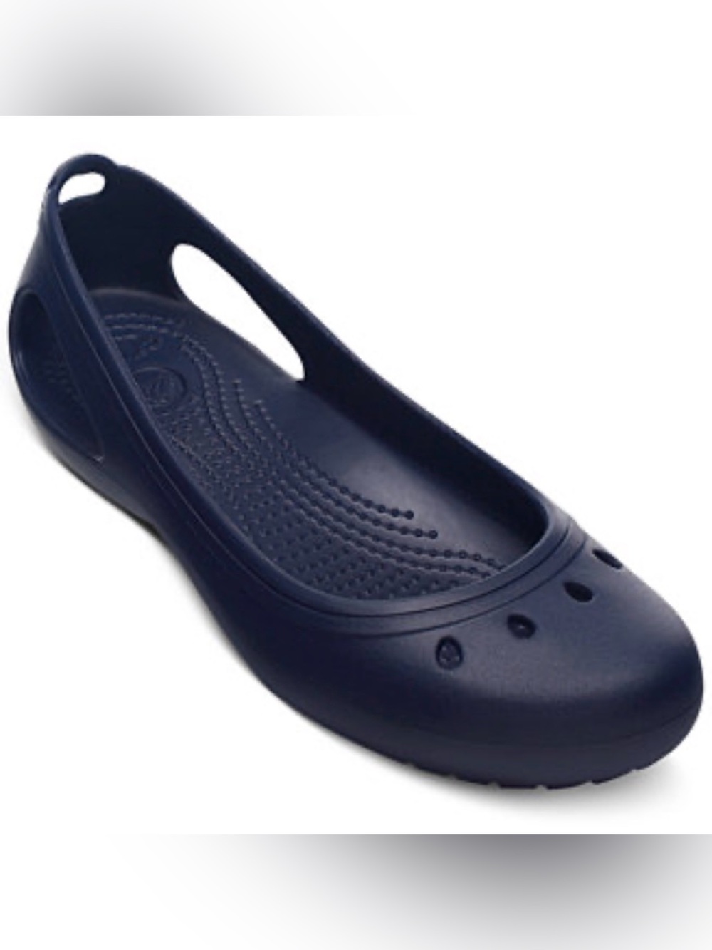 Womens Crocs Navy Kadee Closed Toe Slip On Rubber Ballerina Comfort Flats Size 9